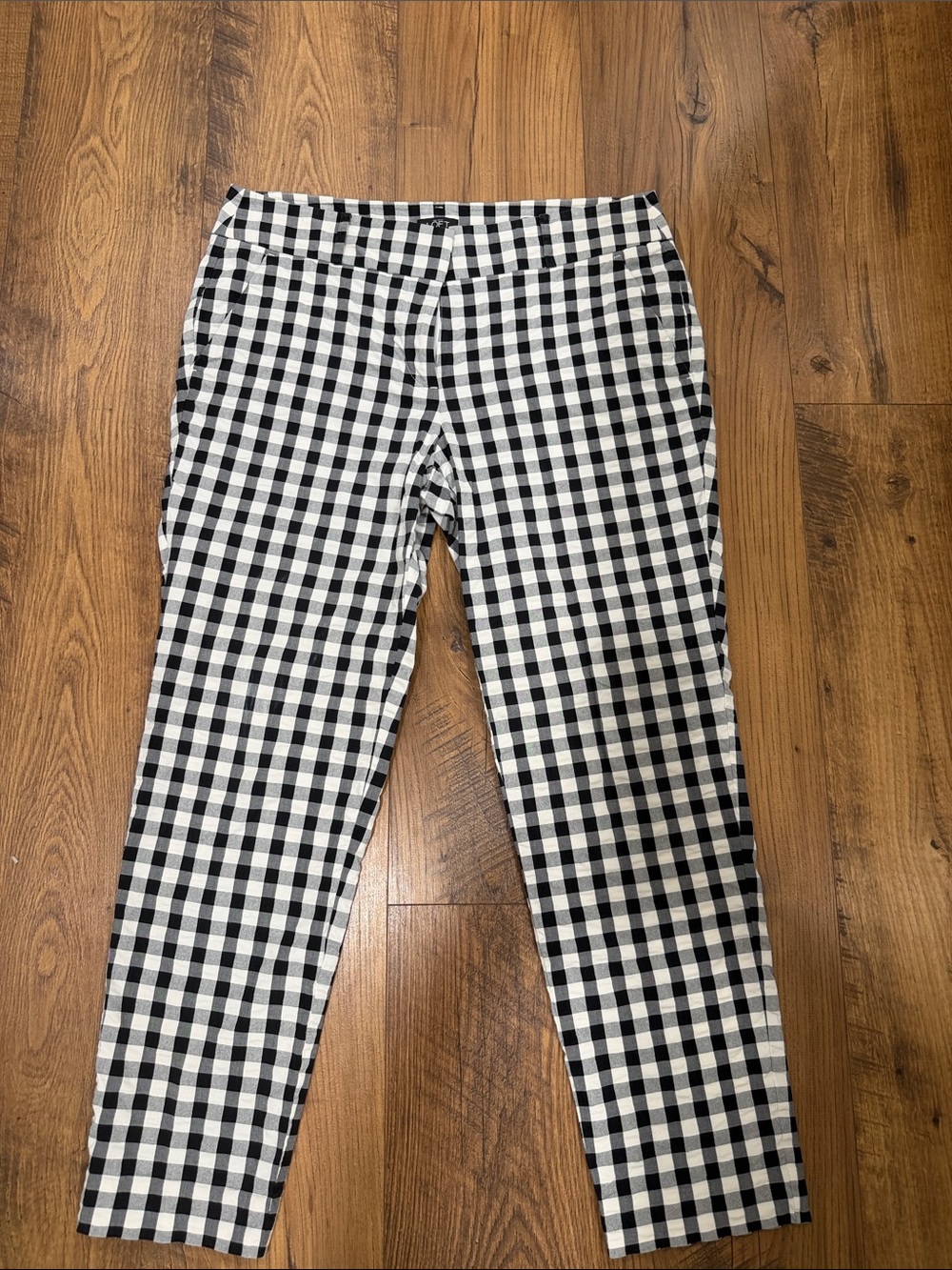 LOFT Black and White Gingham Trousers